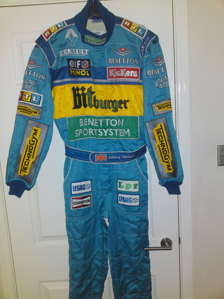 マイルドセブン ベネトン ルノー ジョニー・ハーバート スパルコ製 レーシングスーツ 1995年イギリスGP