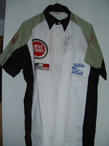 BARホンダ 2002年 オリビエ・パニス直筆サイン入り チーム支給品 レースシャツ